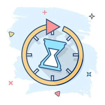 Vector cartoon time icon in comic style. Hourglass sign illustration pictogra 스톡 일러스트