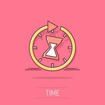 Vector cartoon time icon in comic style. Hourglass sign illustration pictog.. 스톡 일러스트