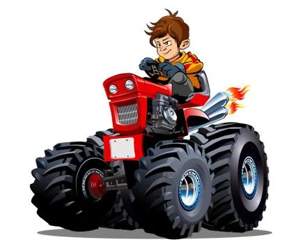 Vector Cartoon Tractor isolated on white background Stock Illustration