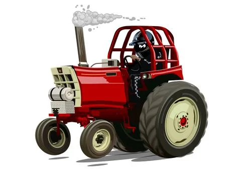 Vector Cartoon Tractor isolated on white background Stock Illustration