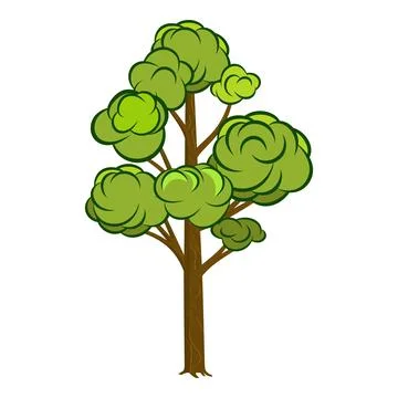 Vector Cartoon tree with nice fluffy crown for Park, Forest and others Stock Illustration