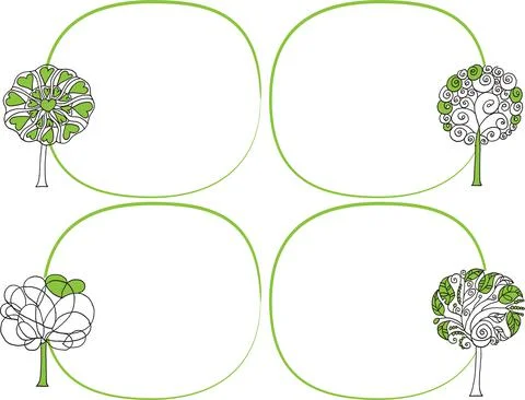 Vector cartoon trees frame border set Stock Illustration