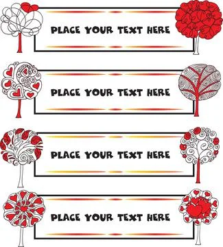 Vector cartoon trees frame border set 스톡 일러스트