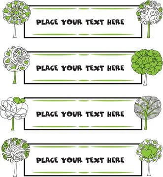 Vector cartoon trees frame border set Stock Illustration