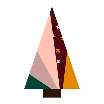 Vector cartoon triangular Christmas, New Year tree Illustrazione stock