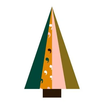 Vector cartoon triangular commas Ornament Christmas tree. Ilustração Stock