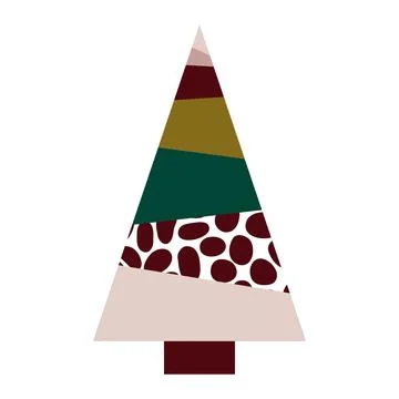 Vector cartoon triangular New Year, Christmas tree Illustrazione stock