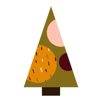 Vector cartoon triangular New Year, Christmas tree Illustrazione stock