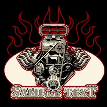 Vector Cartoon Turbo Engine isolated in black background Illustrazione stock