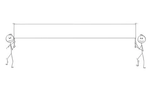 Vector Cartoon of Two Men or Businessmen Holding Big Long Empty Horizontal 스톡 일러스트