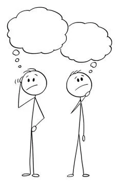 Vector Cartoon of Two Men or Businessmen Thinking About Problem With Empty Illustrazione stock