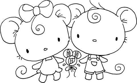 Vector cartoon two mice fall in love Stock-Illustration