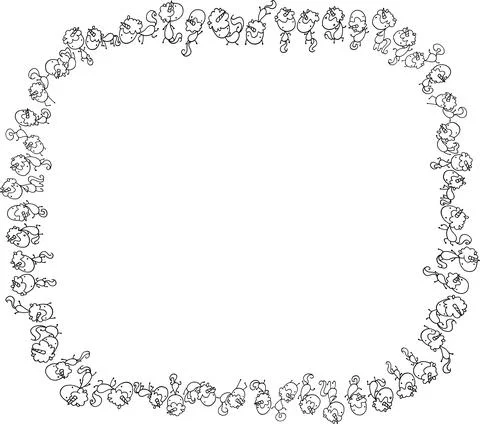 Vector cartoon unicorn border frame background Illustrazione stock