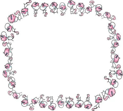 Vector cartoon unicorn border frame background Stock Illustration