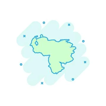 Vector cartoon Venezuela map icon in comic style. Venezuela sign illustration Ilustración de archivo
