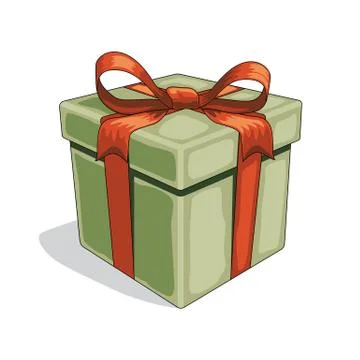 Vector cartoon vintage gift box isolated on white background Stock Illustration