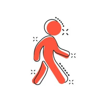 Vector cartoon walking man icon in comic style. People walk sign illustration Ilustración de archivo