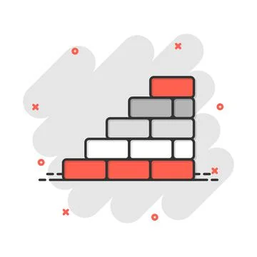 Vector cartoon wall brick icon in comic style. Wall sign illustration pictogr Stock Illustration