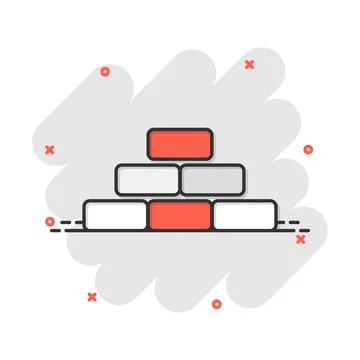 Vector cartoon wall brick icon in comic style. Wall sign illustration pictogr Stock Illustration