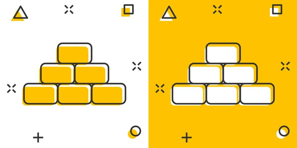 Vector cartoon wall brick icon in comic style. Wall sign illustration pictogr Stock Illustration