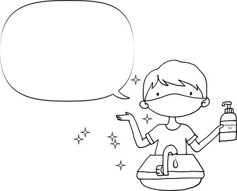 Vector cartoon wash your hands speech bubble background Stock Illustration