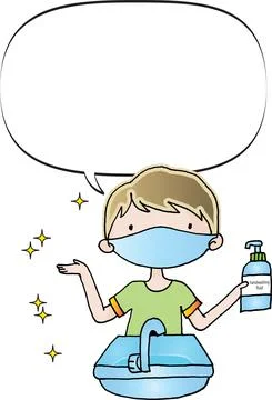 Vector cartoon wash your hands speech bubble background Stock Illustration