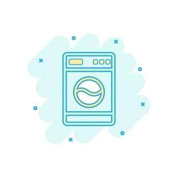 Vector cartoon washer icon in comic style. Laundress sign illustration pictog Illustrazione stock
