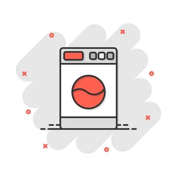 Vector cartoon washer icon in comic style. Laundress sign illustration pictog Illustrazione stock
