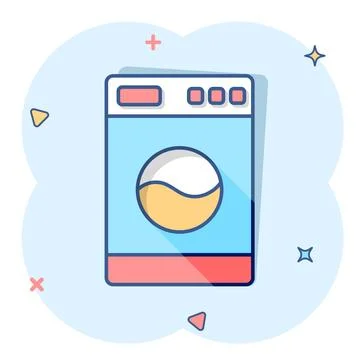 Vector cartoon washer icon in comic style. Laundress sign illustration pictog Illustrazione stock