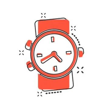 Clock countdown icon in comic style. Time chronometer vector cartoon  illustration pictogram. Clock business concept splash effect. - SuperStock