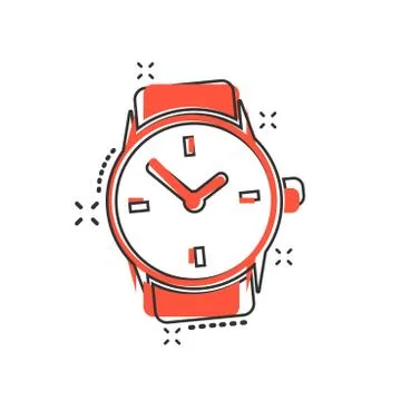 Vector cartoon watch icon in comic style. Clock sign illustration pictogram.  Stock Illustration
