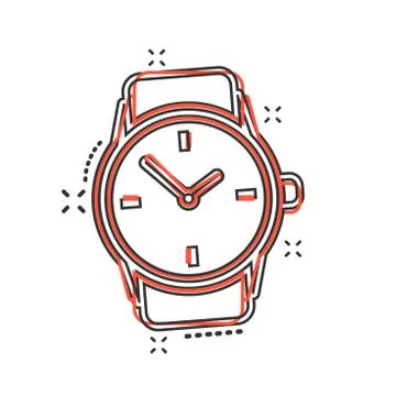 Vector cartoon watch icon in comic style. Clock sign illustration pictogram.  Stockillustratie