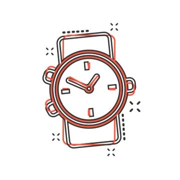 Vector cartoon watch icon in comic style. Clock sign illustration pictogram.  스톡 일러스트