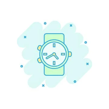 Vector cartoon watch icon in comic style. Clock sign illustration pictogram.  Illustrazione stock