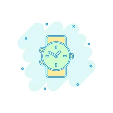 Vector cartoon watch icon in comic style. Clock sign illustration pictogram.  Stockillustratie