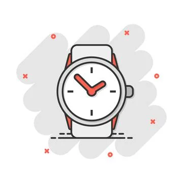 Vector cartoon watch icon in comic style. Clock sign illustration pictogram.  Ilustración de archivo