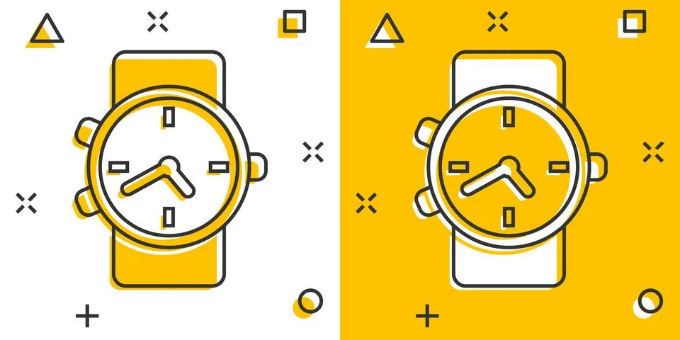 Vector cartoon watch icon in comic style. Clock sign illustration pictogram.  Stock Illustration