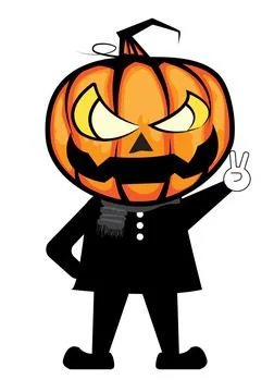 Vector Cartoon Wearing Pumpkin Devil Halloween. Stockillustratie