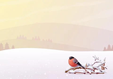 Vector cartoon winter landscape Stock Illustration