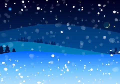 Vector cartoon winter landscape Stock Illustration