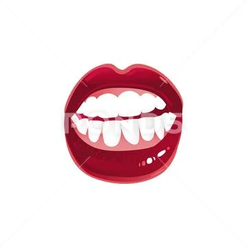 Vector cartoon woman sexy red lips teeth mouth Stock Illustration