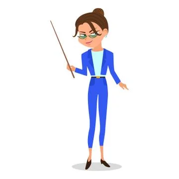 Vector cartoon woman teacher with a pointer Stock Illustration