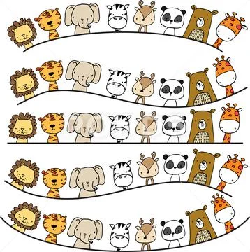 Vector cartoon zoo animals border frame background set: Royalty Free ...