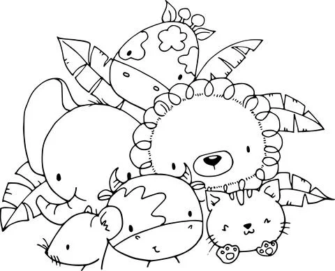 Vector cartoon zoo animals Stock Illustration
