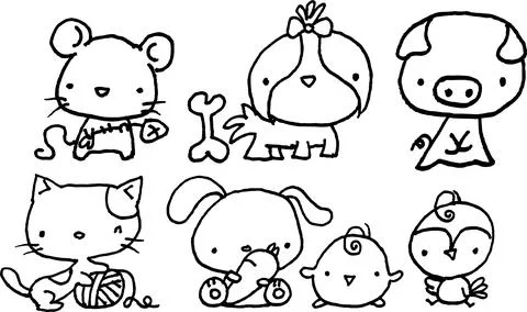 Vector cartoon zoo animals set Stock Illustration