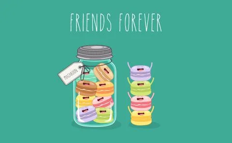 Vector cartoons of comic characters bottle of milk and cookies. Friends forever Stock Illustration