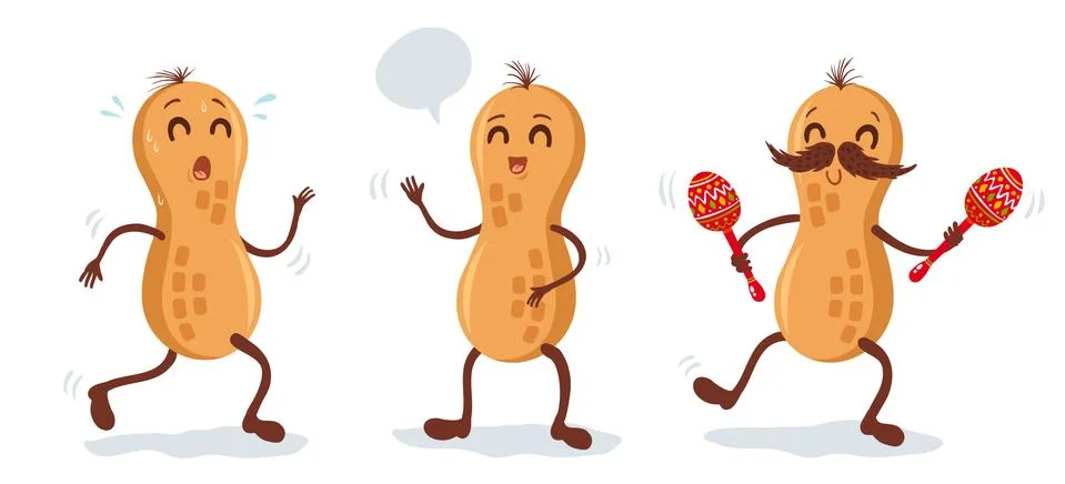 Vector cartoons of peanut. Stock Illustration