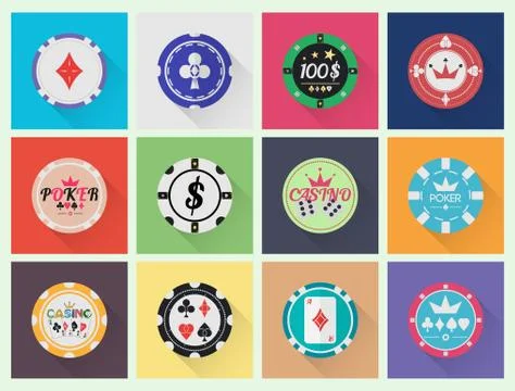 Vector casino chips in minimal design. Ilustración de archivo