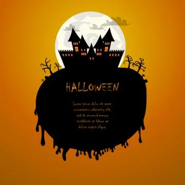 Vector : Castle and moon halloween background Stock Illustration