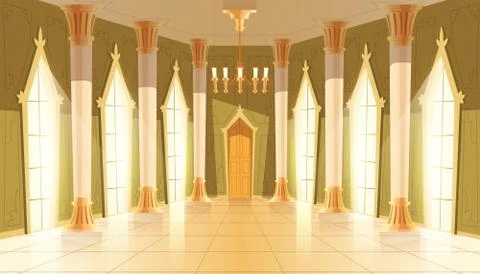 Vector castle hall, interior of royal ballroom Stock Illustration